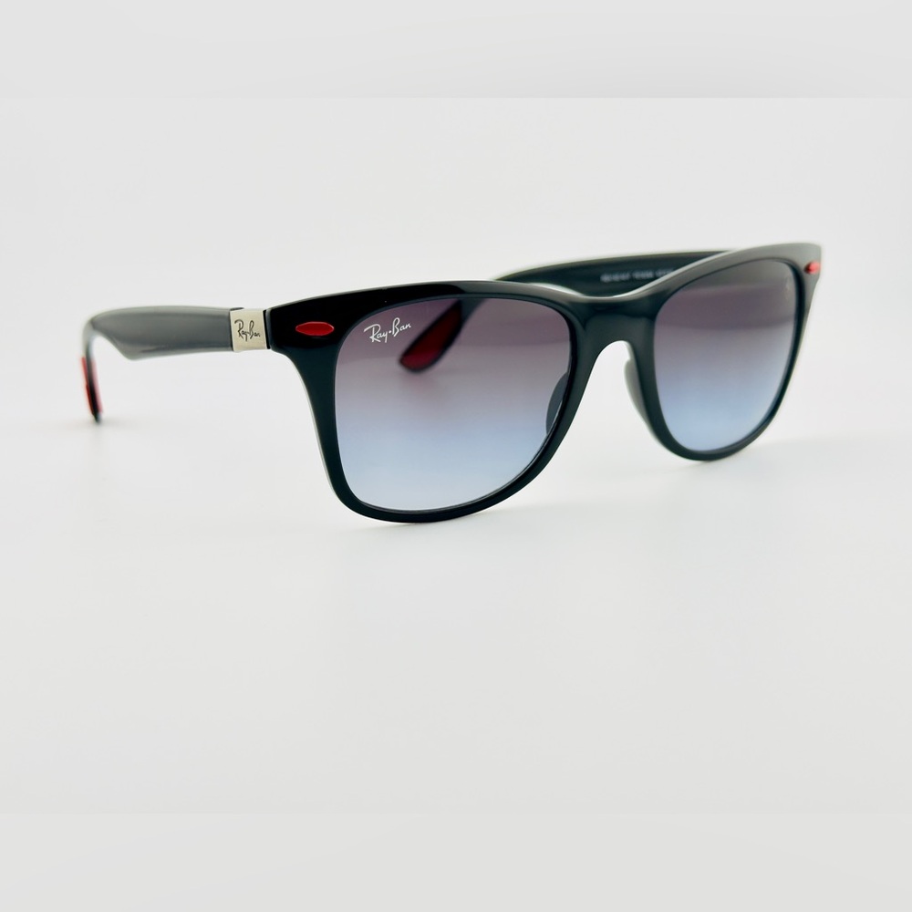 Ray-Ban Scuderia Ferrari Sunglasses RB4195M Polished Black Frame Gray Lenses - Picture 6 of 14